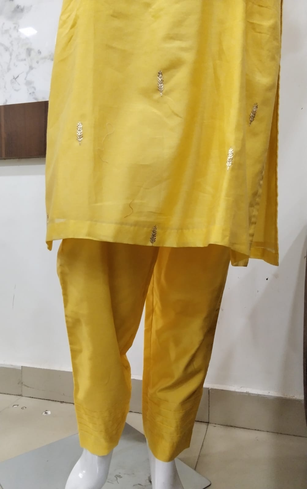 Radiant Yellow Cotton Silk Suit Set