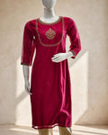 Crimson Silk Hand-Embroidered Kurta Set