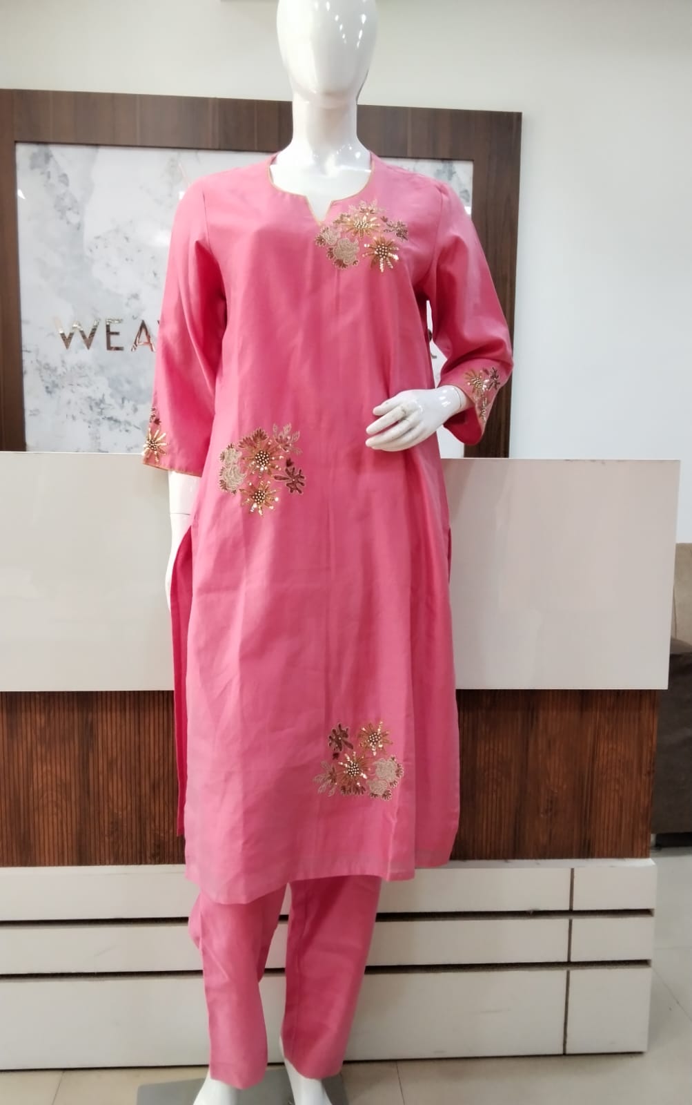 Elegant Pink Cotton Silk Kurta Set