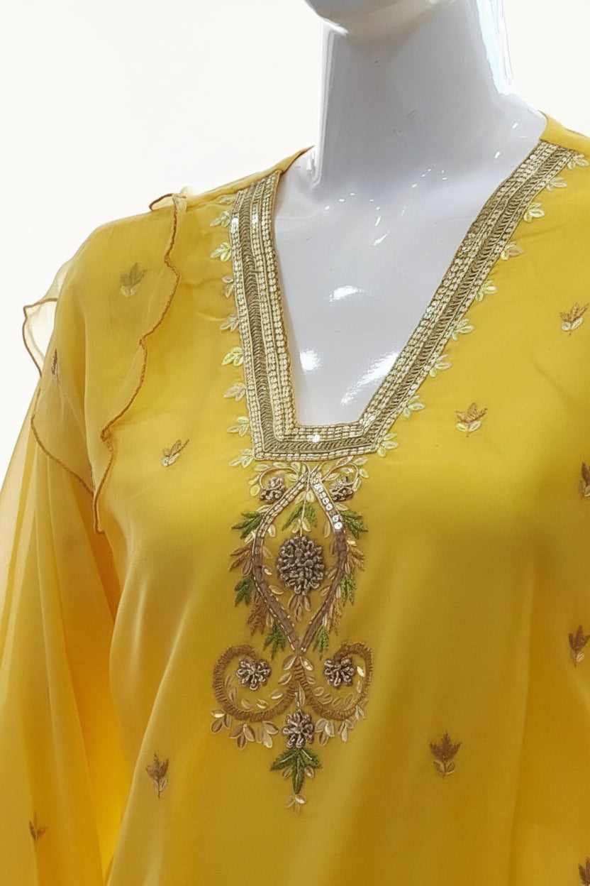 Radiant Yellow Cotton Silk Suit Set