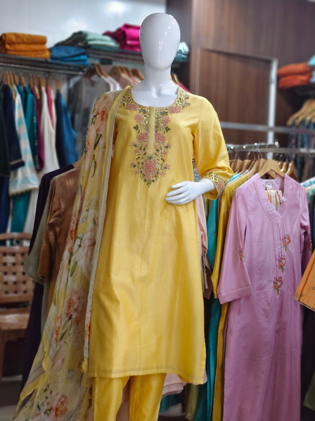 Sunshine Serenade Chanderi Suit Set