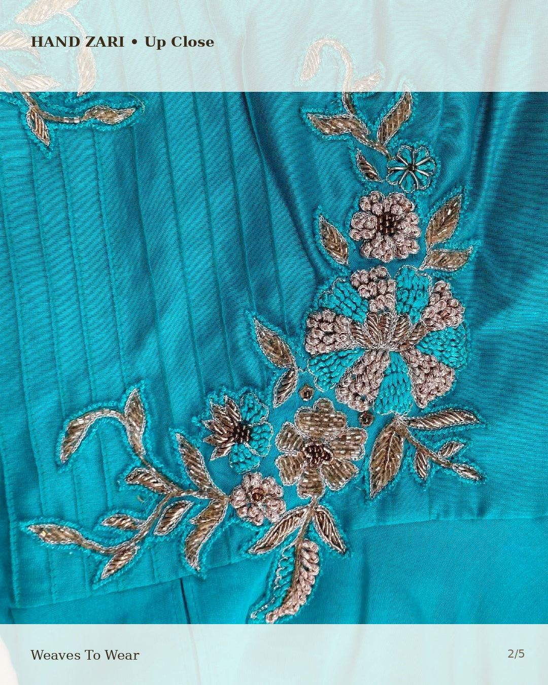 Teal Pintuck Peplum Top with Hand Zari Work & Paisley Skirt Set