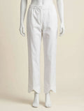 Tailored White Cotton Pants with Unique V-Notch Cuffs