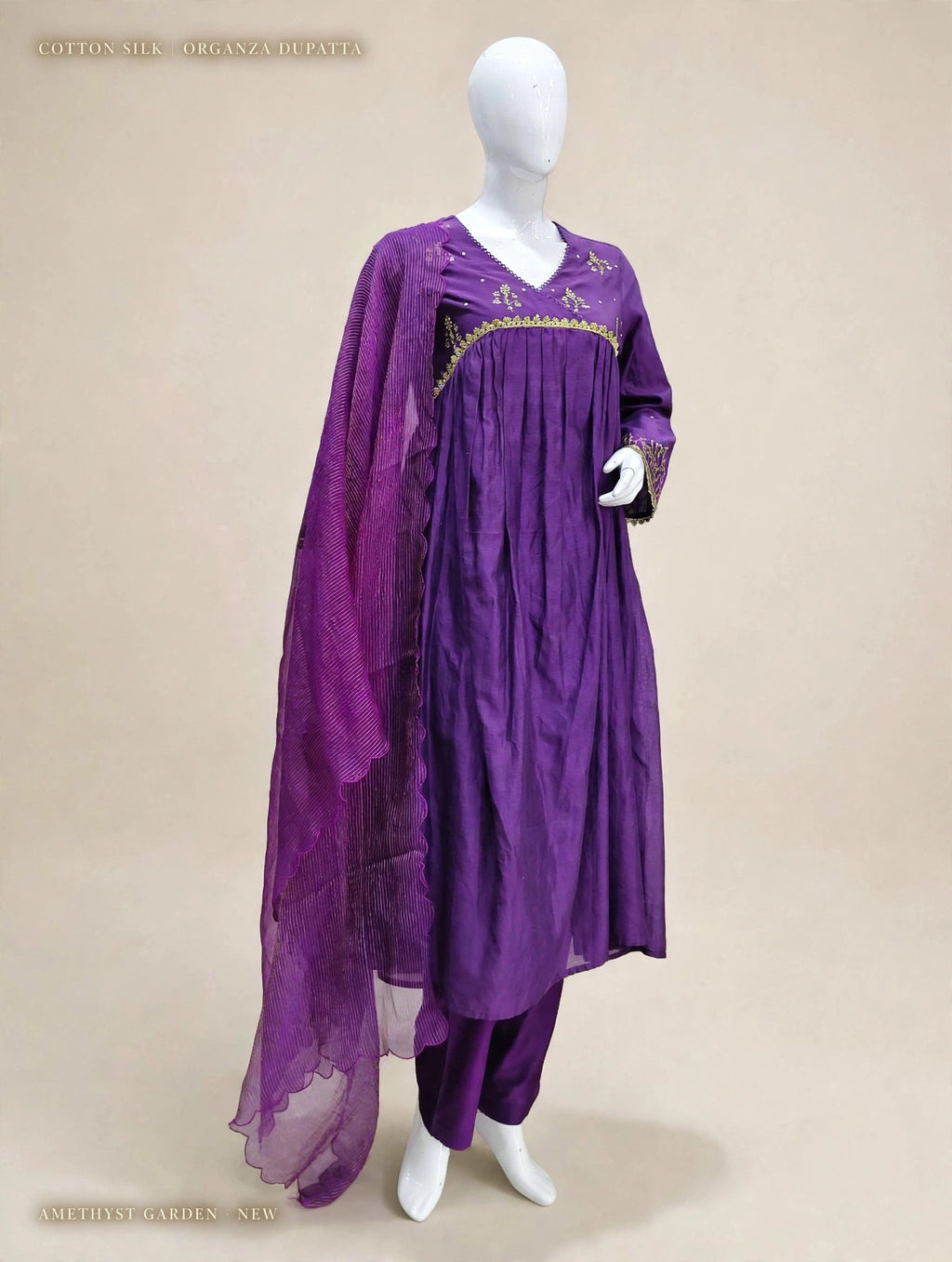 Amethyst Garden Cotton Silk Suit Set
