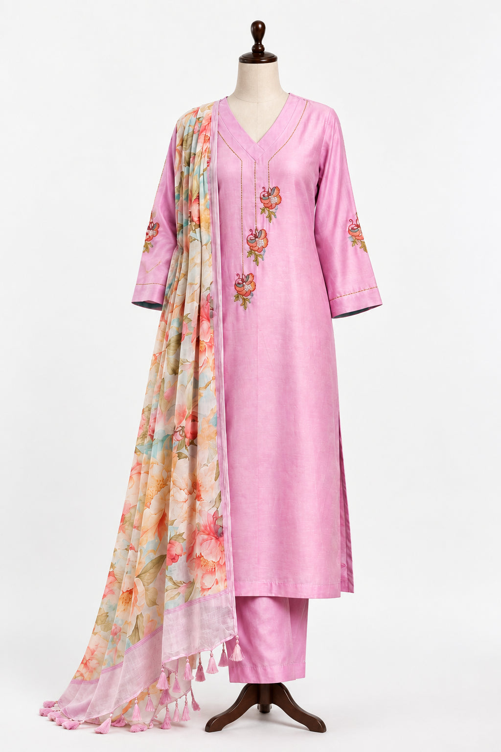 Blushing Blossom Cotton Silk Suit Set